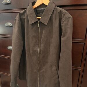 NWT Rainforest Coat Jacket Mens Sz L Micro Suede Water-Resistant Brown Full Zip